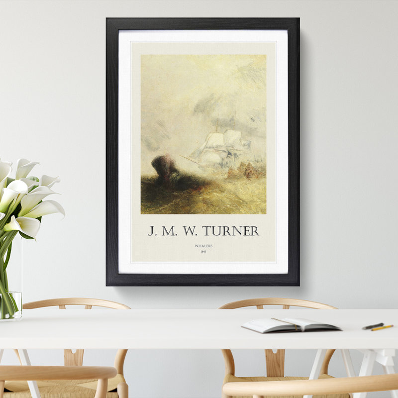 The Whale Ship by Joseph-Mallord William Turner - Picture Frame Painting, 48cm H x 36cm W x 2cm D, Black Framed