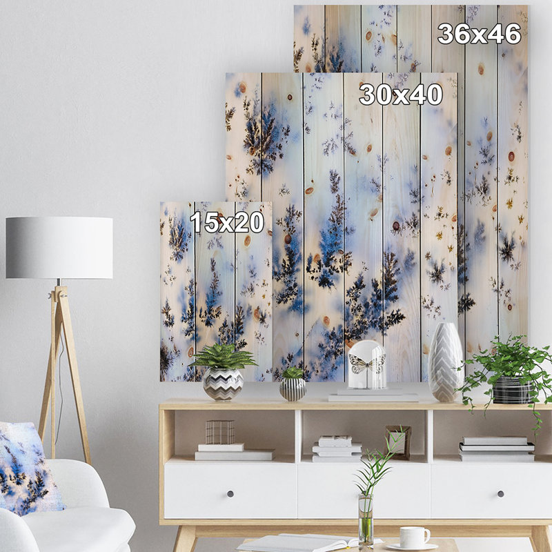 Cristaux dendrite-impression d’art graphique, H 20 po x l 15 po x P 1po, Bois