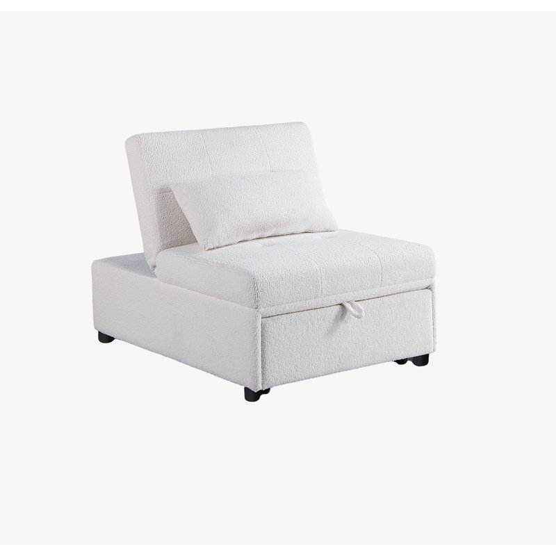 Chaise convertible en velours côtelé sans accoudoirs avec coussin, Velours côtelé blanc