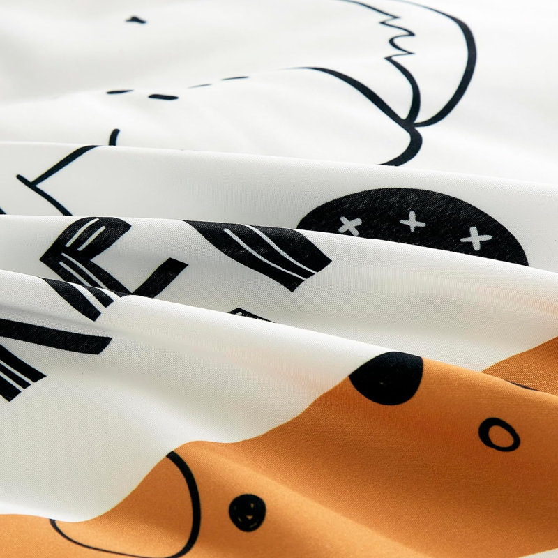 Twin Brown Microfiber Cartoon Dogs Kids Bedding Set