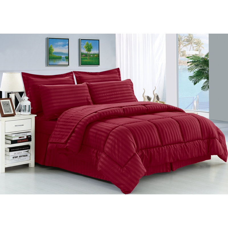 Ensemble d'édredon réversible en microfibre 8 pièces , Bourgogne, Édredon double / grand + 7 pièces supplémentair