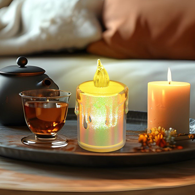 Simulation de Noël à DEL, bougie de couleur, veilleuse, décoration de chambre à coucher, lampe de chevet, accessoires de présentation Qixi
