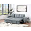 Modern Square Arm Sectional With Pull Out Bed And Chaise Storage In Black Grey Polyfiber