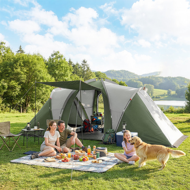 4 Person Tent, Green/Grey