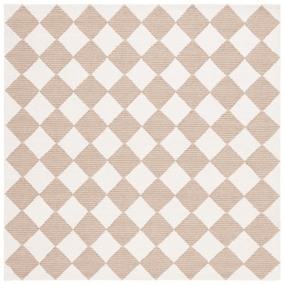 Reauna 300 Hand Tufted Wool/Cotton with Latex Checkered Rug in Beige/Ivory