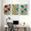 Plantes et fleurs, motif floral avec couleurs vives et feuilles détaillées, ensemble de 3 impressions murales sur toile