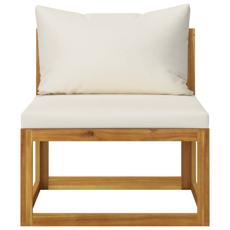 5 Piece Patio Lounge Set with Cushions, Cream
