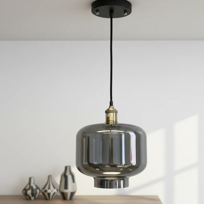 Luminaire suspendu en verre noir Halo