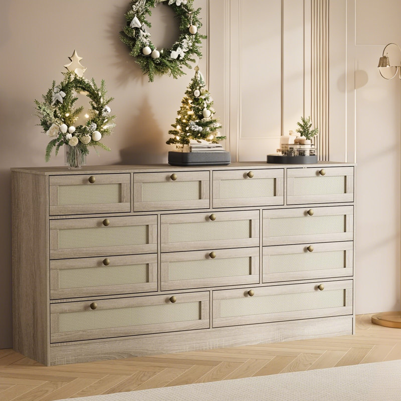 154.9cm W 12 - Drawer Chest of Drawers, Yellow