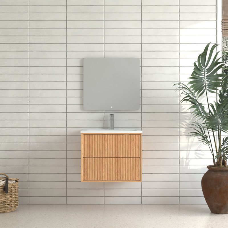 Meuble-lavabo de salle de bain flottant 24 po 24 po, en bois massif, à fixation murale, avec tiroirs, lavabo, modèle américain, armoire à largeur, lavabo rainuré, style,