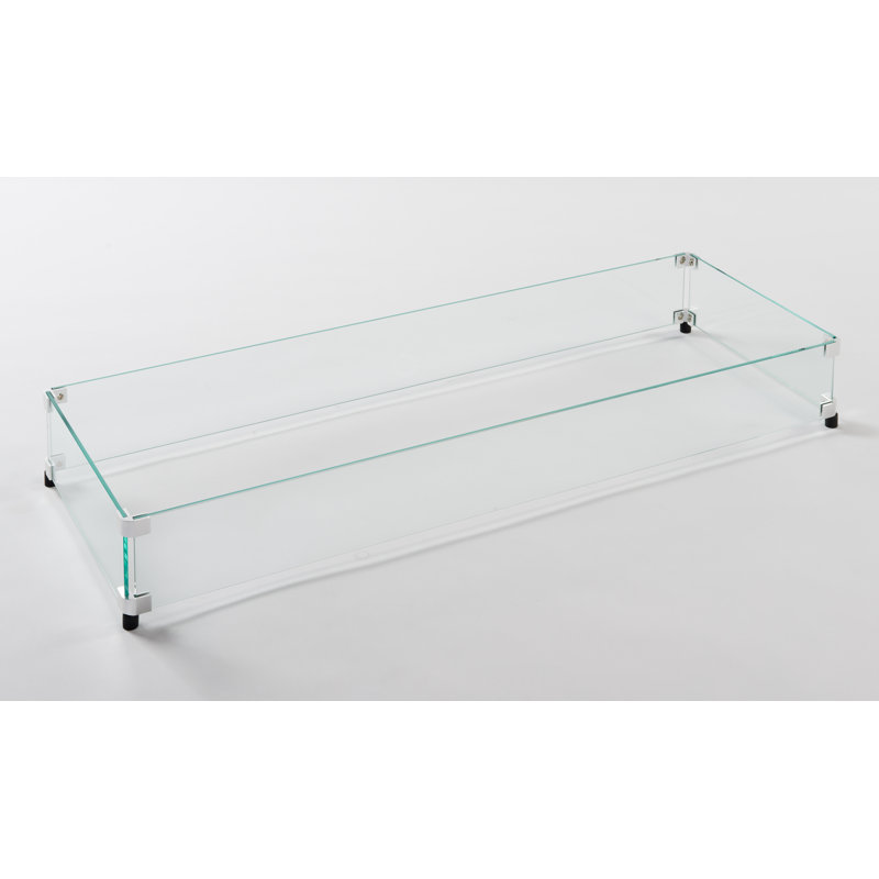 Linear Glass Fire Pit Wind Guard, 12"H  x 42"W