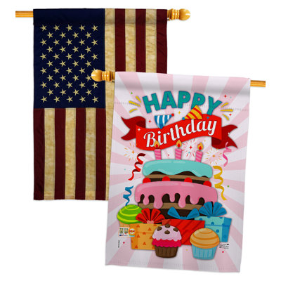 Double Sided 40'' H x 28'' W Polyester Birthday House Flag
