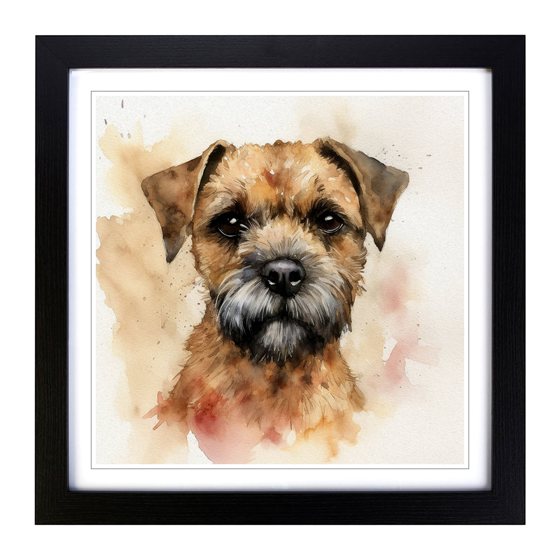 Border Terrier Watercolour - Framed Print, Black