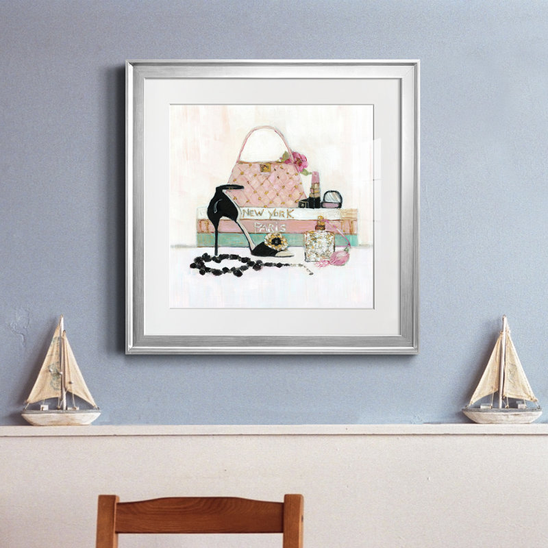 Fashionista I - peinture encadrée, Argent, H 17,5 po x l 17,5 po x P 1,5 po