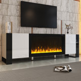 Juliza 68.1'' W Storage Credenza with Electric Fireplace Included