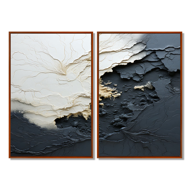 Minimalisme, peinture noire et blanche Wave III - crème, impressions sur toile côtières, 2 pièces, H 36 po x l 48 po, Brun