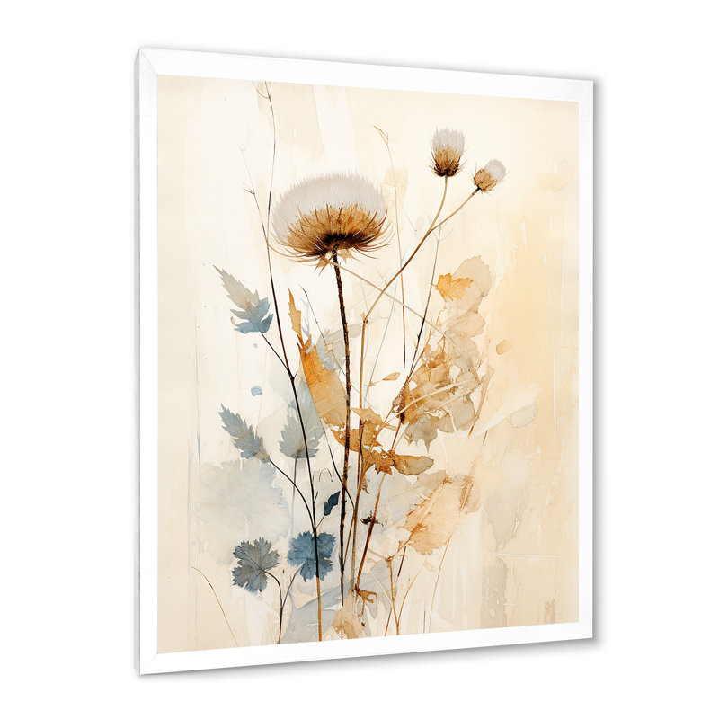 Reproduction d'art sur toile chardon beige II - chardon, Cadre flottant noir, H 44 po x l 34 po