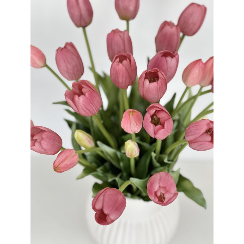 5 vraies tulipes artificielles, Rosé
