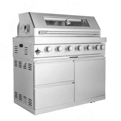 Barbecue au gaz en acier inoxydable robuste à 6 brûleurs