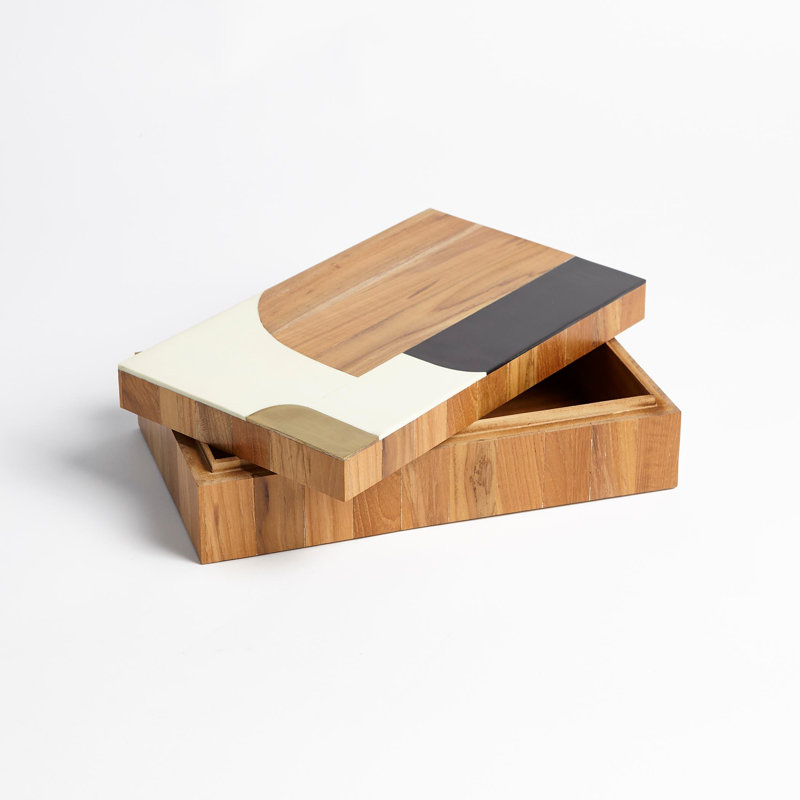 Inlaid Decorative Box, 3.5" H x 7.25" W x 12" D