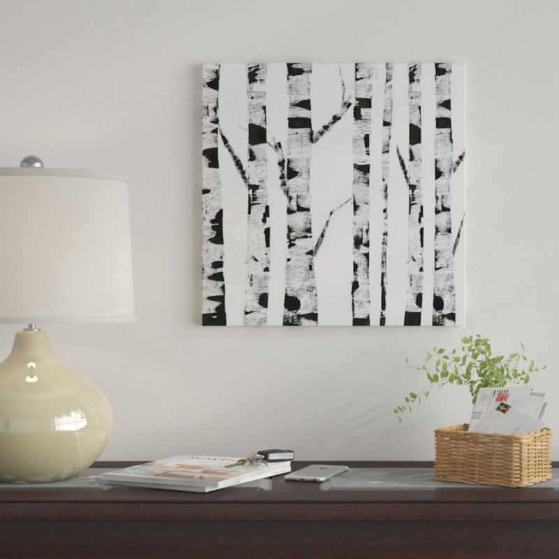 « white bouleau », impression sur toile, H 48 po x l 48 po x P 1,5 po, Pas de tapis, Toile tendue