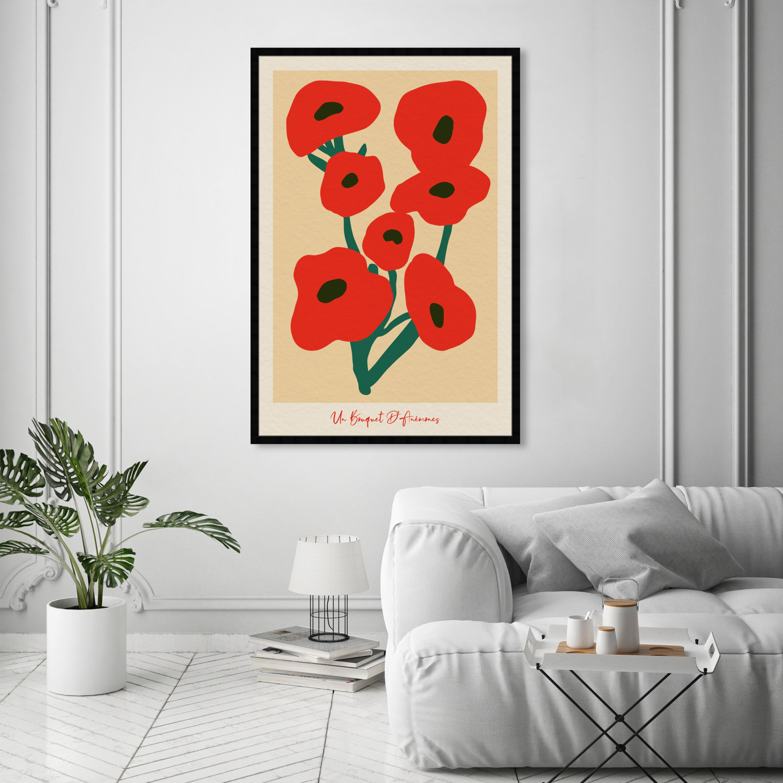 Modern Red Flower Bouquet by Oliver Gal, Black, 56" H x 38" W