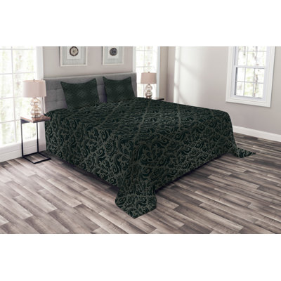 Adriane-Angel Dark Green Microfibre Bedspread Set