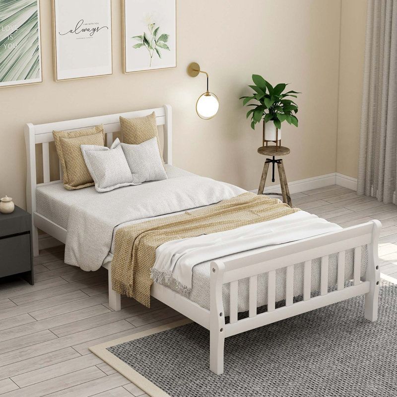 Lit plateforme Magna, Bois massif, Blanc