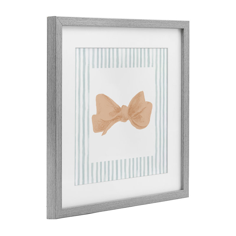 Imprimé encadré pastel à bordure rayée sous verre, design par Patrick Pino, H 16 po x l 16 po, Cadre de ferme gris