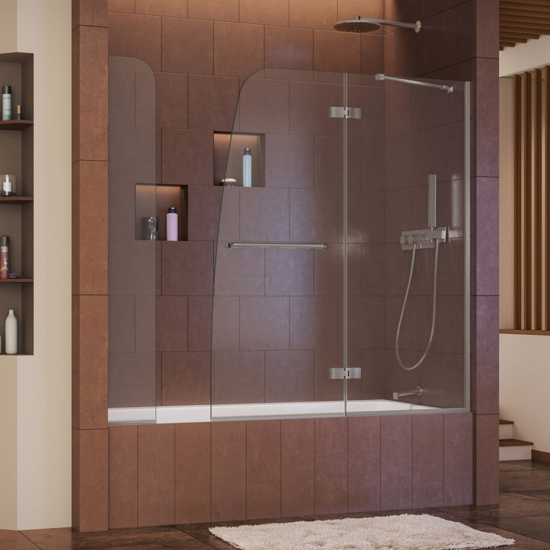 Porte de baignoire à charnière 57 "x H 58" Aqua Ultra, Nickel brossé
