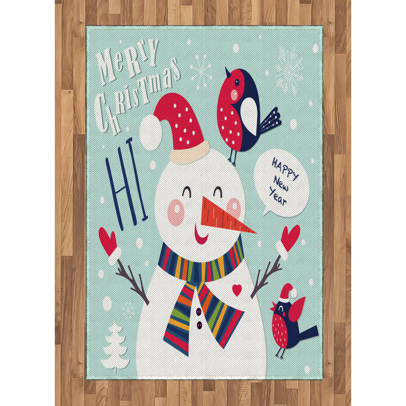 Tapis décoratif de Noël à haute densité en fibres de polyester à longs fils, Rectangle— 4 pi x 5 pi 8 po