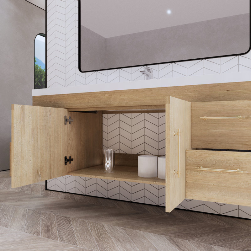 Ensemble de meuble-lavabo simple 59 po Berner, Chêne