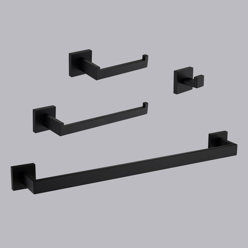 4 - Piece Bathroom Hardware Set, Matte Black
