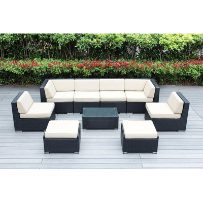 8 - Person Wicker Seating Group with Cushions - No Assembly by Latitude Run
