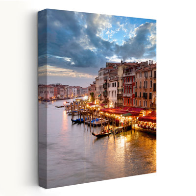 Grande Canal Vista At Dusk #1 - Landscapes Photography Boats Italy Venice Cityscapes Waterways Art