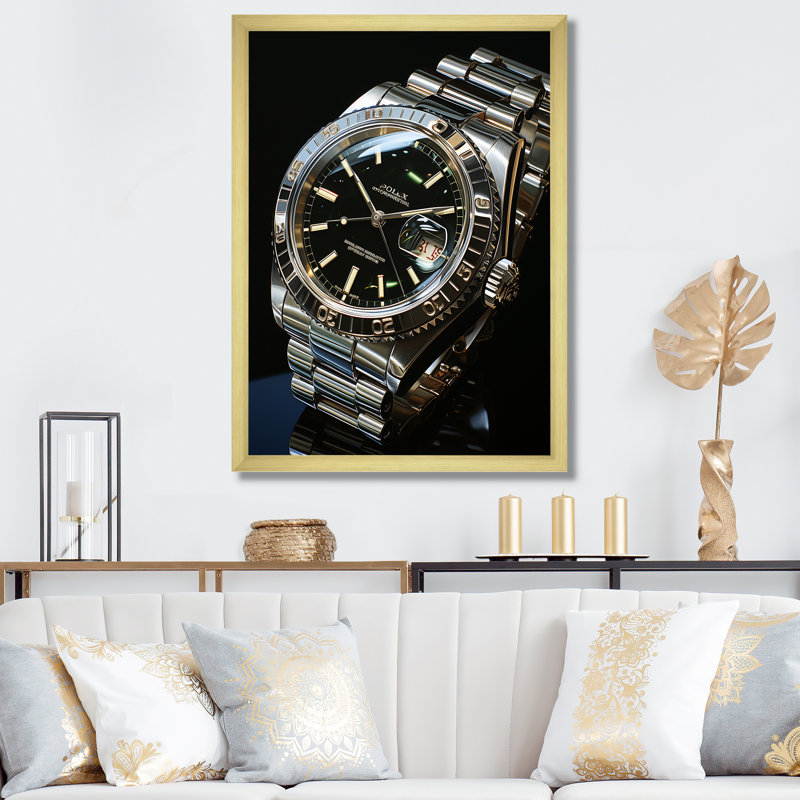 " Luxury Watch The Silver Second ", Gold Picture Framed, 40" H x 30" W x 1.5" D