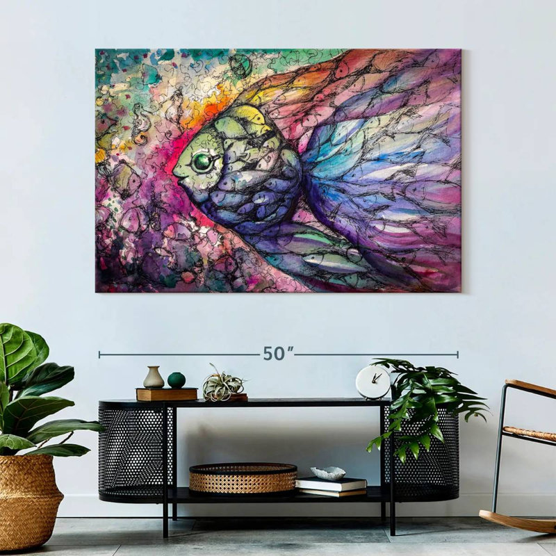 Brampt Abstract Rainbow Fish, 34'' H x 51'' W