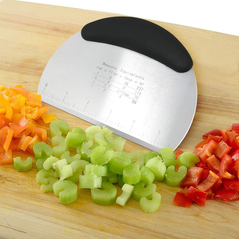 Zulay Kitchen Multi-purpose Stainless Steel Bench Scraper & Chopper Quick & Easy Perfect Cuts Round