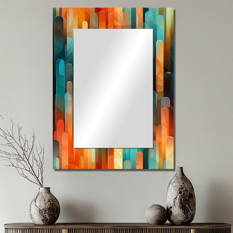 Deba Popart abstrait Popsicle Parade - miroir rayé, miroir mural décoratif moderne, impression d'art en métal, 32 po x 24 po