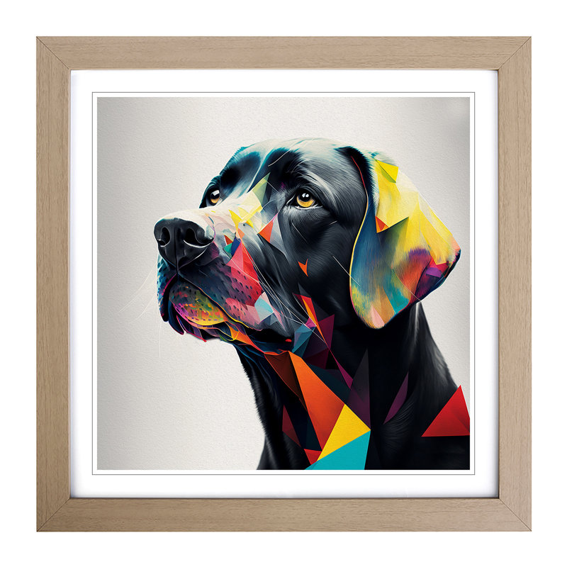 Labrador Retriever Bauhaus - Framed Print, Oak