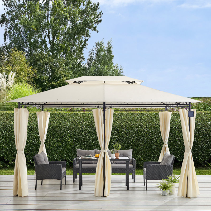Gabriola 4m x 3m Metal Patio Gazebo, Beige