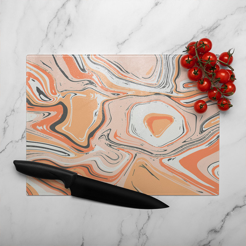 Marble Glass Chopping Board, 28cm L x 20cm W