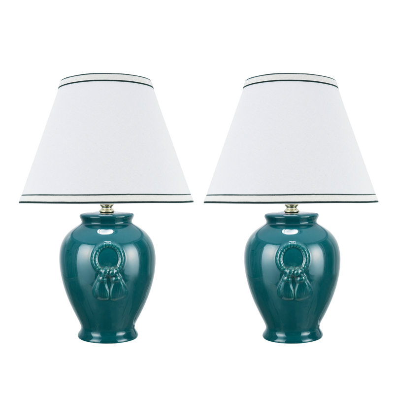 Ensemble de lampes de table en céramique 17 po Alejandro, vert
