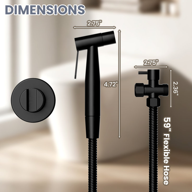 Bidet Sprayer, Soft & Jet Spray, Adjustable Water Flow, Leak-proof Stainless Steel, 59" Hose, Matte Black