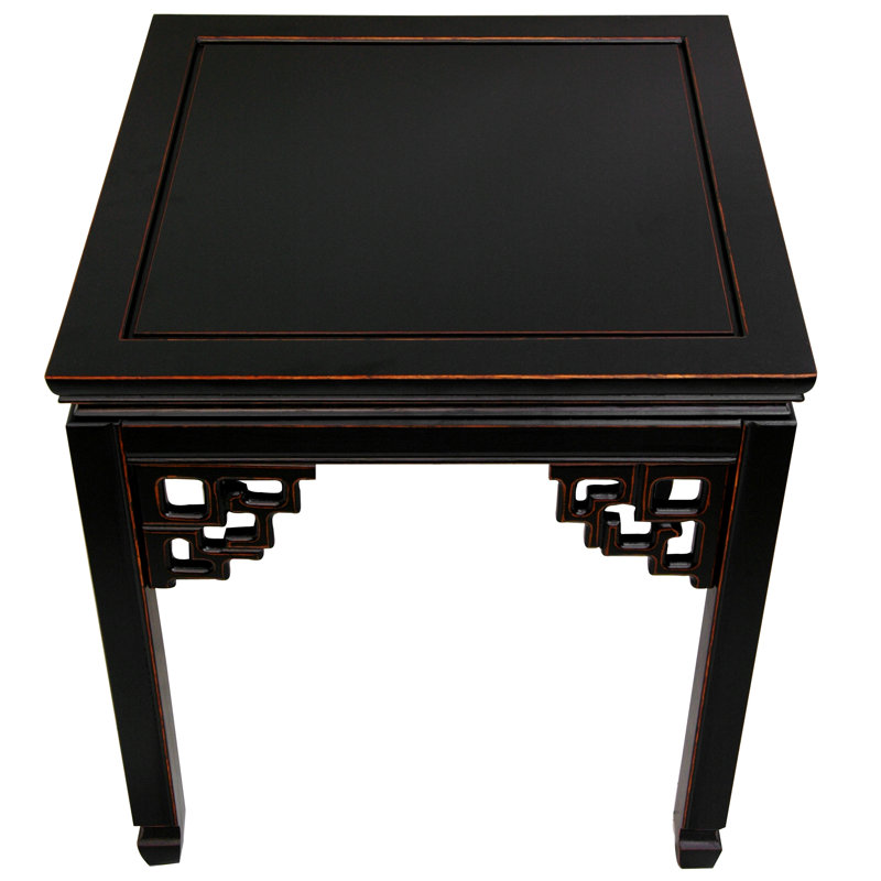Lapathos Solid Wood End Table, Antique Black