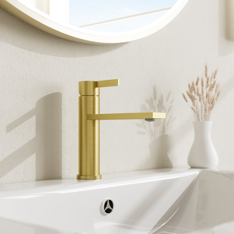 NO Single-Hole Single-handle Bathroom Faucet with Drain Assembly, Brushed Gold