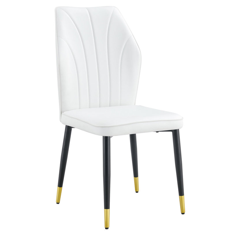 Chaises de salle à manger en polyuréthane blanc avec structure en métal élégante et robuste et 8 pieds confortables, Blanc