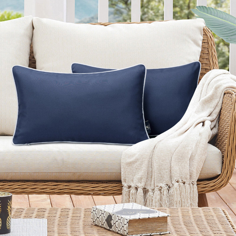 Housse de coussin d'extérieur Phantoscope, Rectangle H 12 po x l 20 po, Marine, Polyester