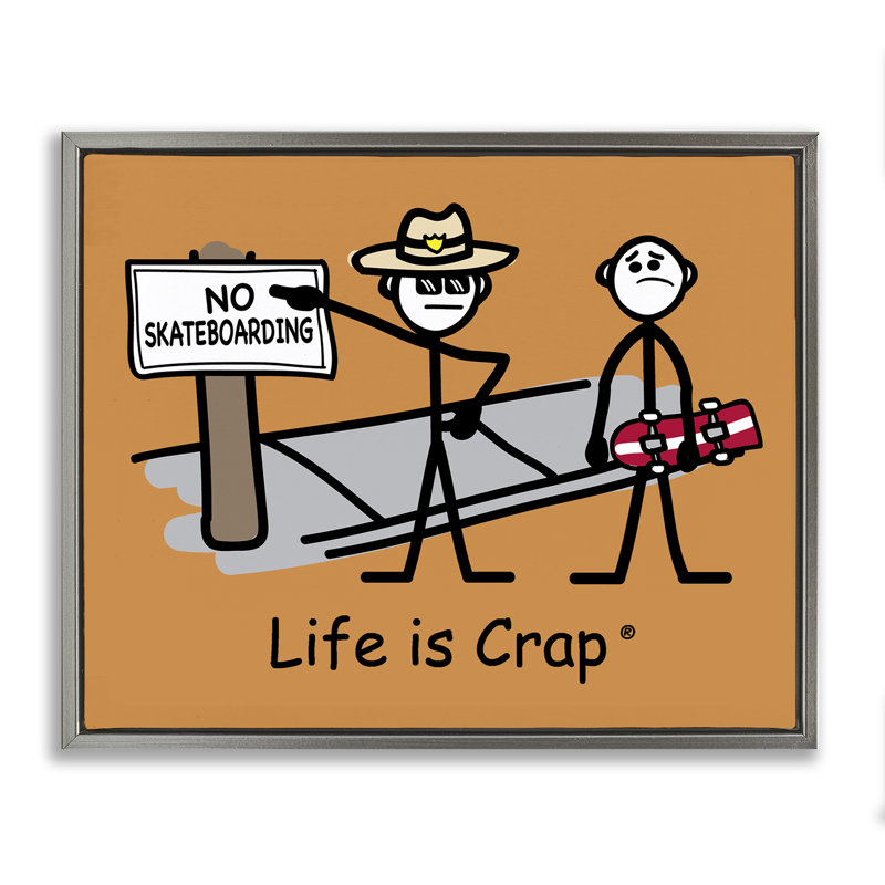 «No Skateboarding Sign Floater Canvas» par LIC, Cadre flottant gris lustré, H 17 po x l 21 po
