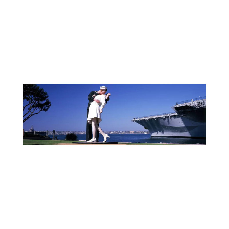 Embracing Peace (Unconditional Surrender) Statue, Tuna Harbor Park - Wrapped Canvas Panoramic Print